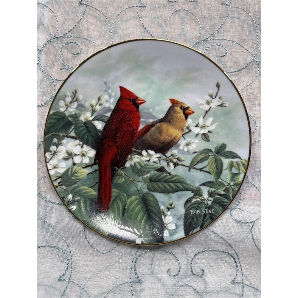W.S. George SPINGTIME SPLENDOR Treasury of Songbirds‎ Cardinals  Plate COA FGJWP